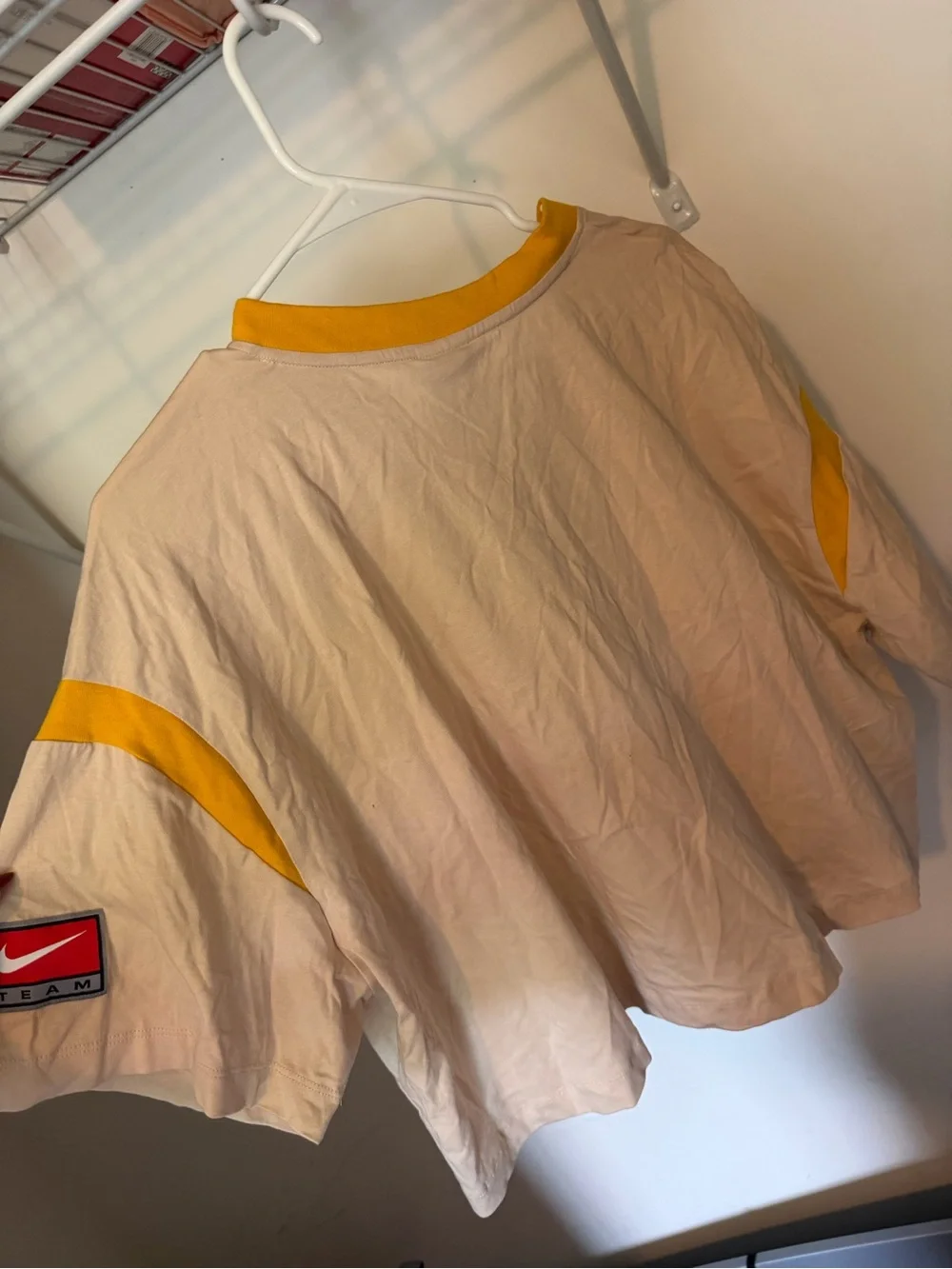 Nike Cream Short Sleeve Tee with Yellow Trim and Graphic